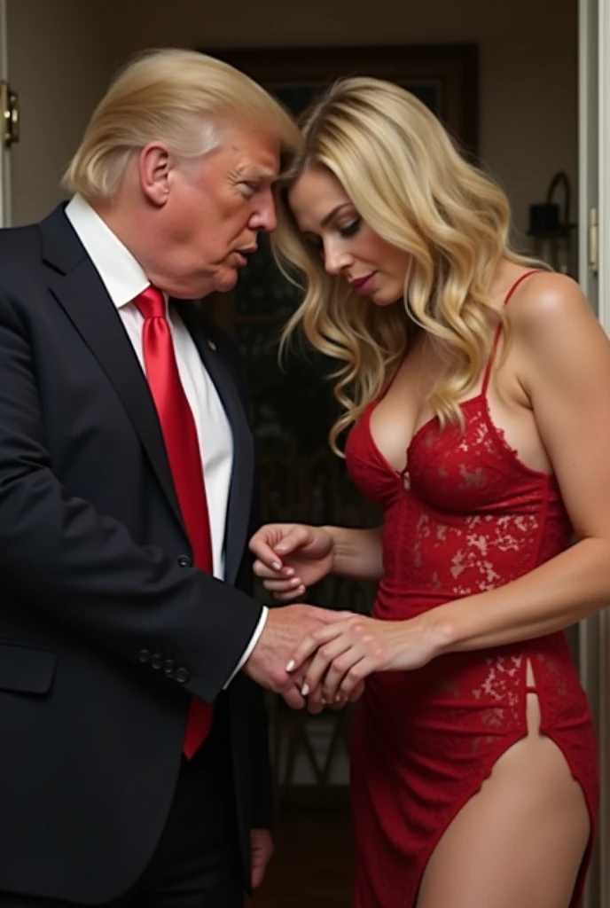 Trump sensualizing playing with his tits