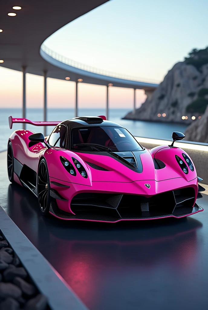 Pink and black Pagani style car