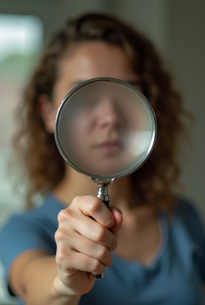 Holding a magnifying glass