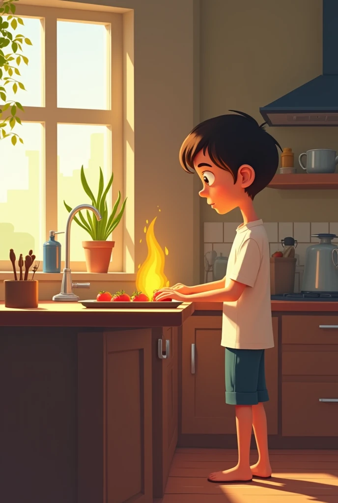 person turning off kitchen gas animated
