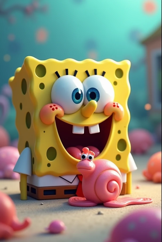 Gary Spongebob eating a candy