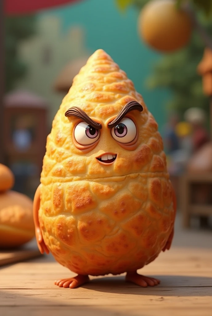 Create an animated coxinha with a naughty face