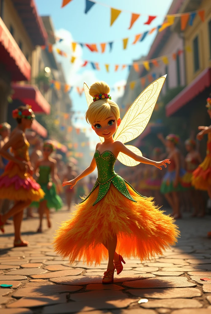 Make Tinker Bell dance the samba at Carnival in Brazil wearing Brazilian clothes