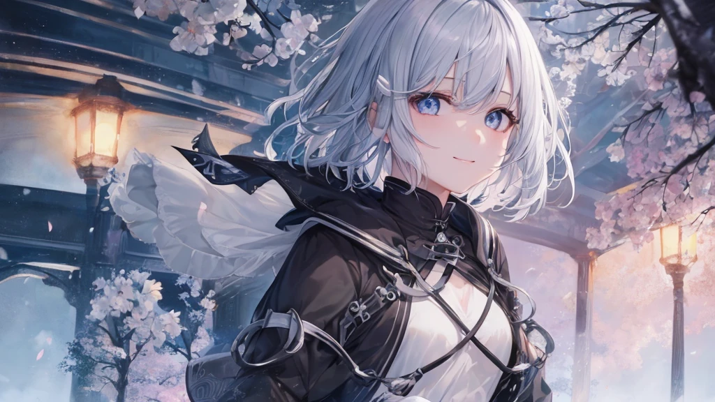 Ultra HD,Look at the viewers, Place your hands behind your back, With a girl, 20-year-old, 非常にshort hair, Long bangs between the eyes, Pale blue eyes, Very detailed,(masterpiece、Highest quality),Gray Hair、Laughter、wonderful, Silver Hair, iris, short hair、 Fluttering Hair、Small face、明るいsmile、(Detailed face) ,Professional Lighting,wonderful風景,blue sky, sunlight,Looking down from above,Portraiture、Open your mouth、Flower Field、Her eyes were shining、Mysterious and enchanting atmosphere。With AI Painting、とてもshort hair, Long bangs between the eyes, Very detailed,(masterpiece、Highest quality)、alone、Gray Hair、Fantasy, Silver Hair, Fantasyな風景、smile、Open your mouth、short hair、short hair、hairpin、black eye、Grey Eyes、Beautiful Eyes、Black Shirt、White hoodie