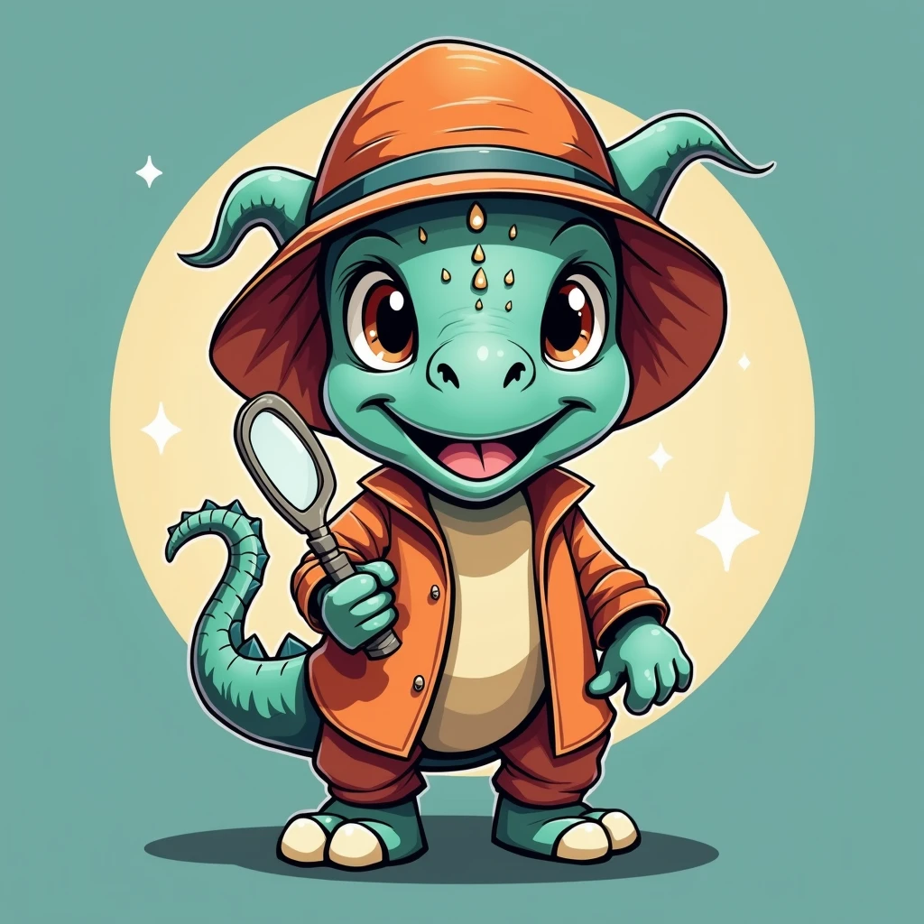 Dinosaur with a  big magnifying glass