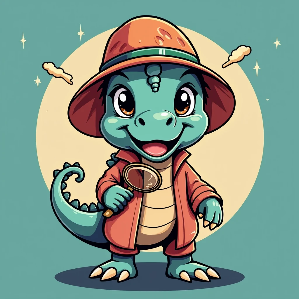 Dinosaur with a big magnifying glass