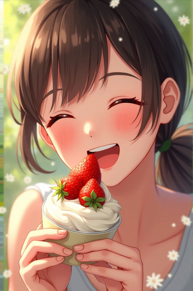 Design a logo for a creamy yogurt with a strawberry that says Yogurt Gloria