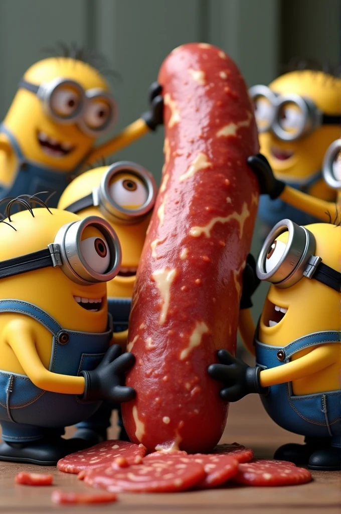 photo of Minions holding a salami