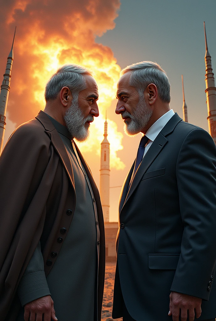 Create image Iiran and isra'il fighting nuclear weapon
