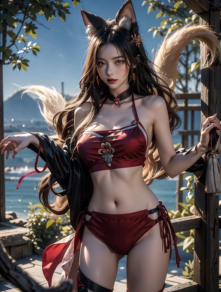 Japanese nine-tailed fox girl,Long flowing hair , henta, sex, nsfw, голое тело, соски, проститутка, секс-клуб, bikini, nights, парень, мускулистый мужчина, мужчина