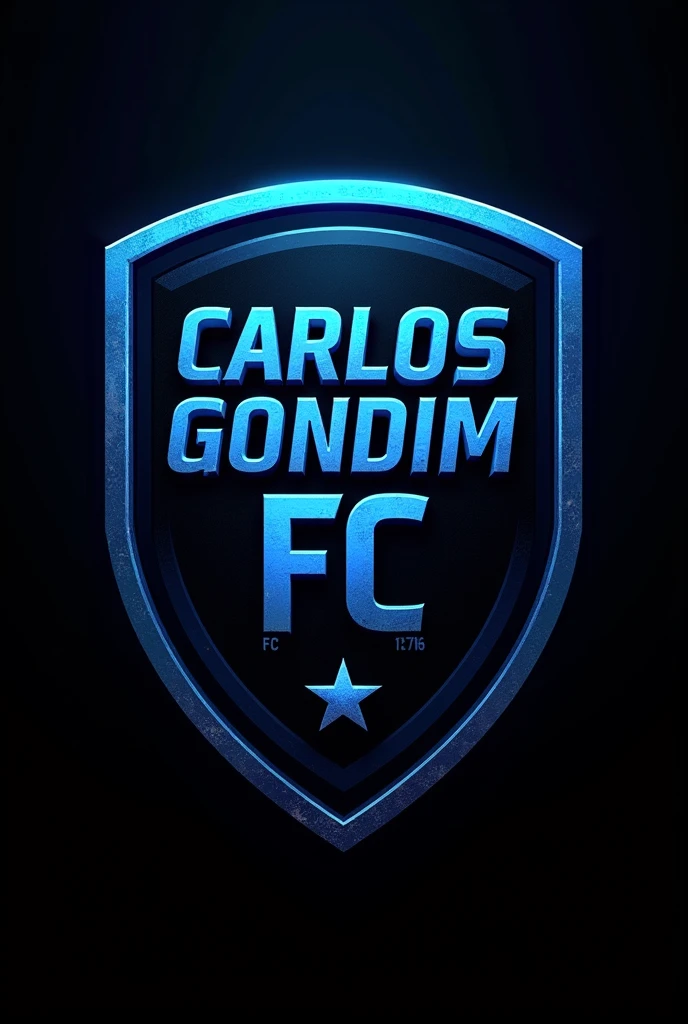 Create a black and blue football shield with the name Carlos Gondim FC