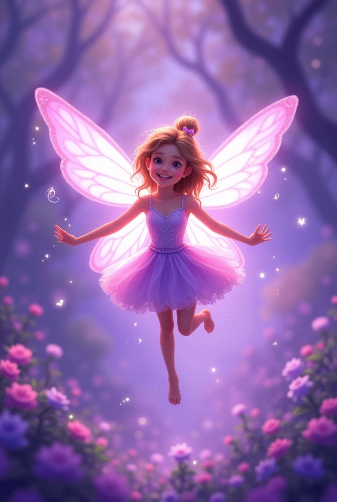 Fairy fly cartoon purple