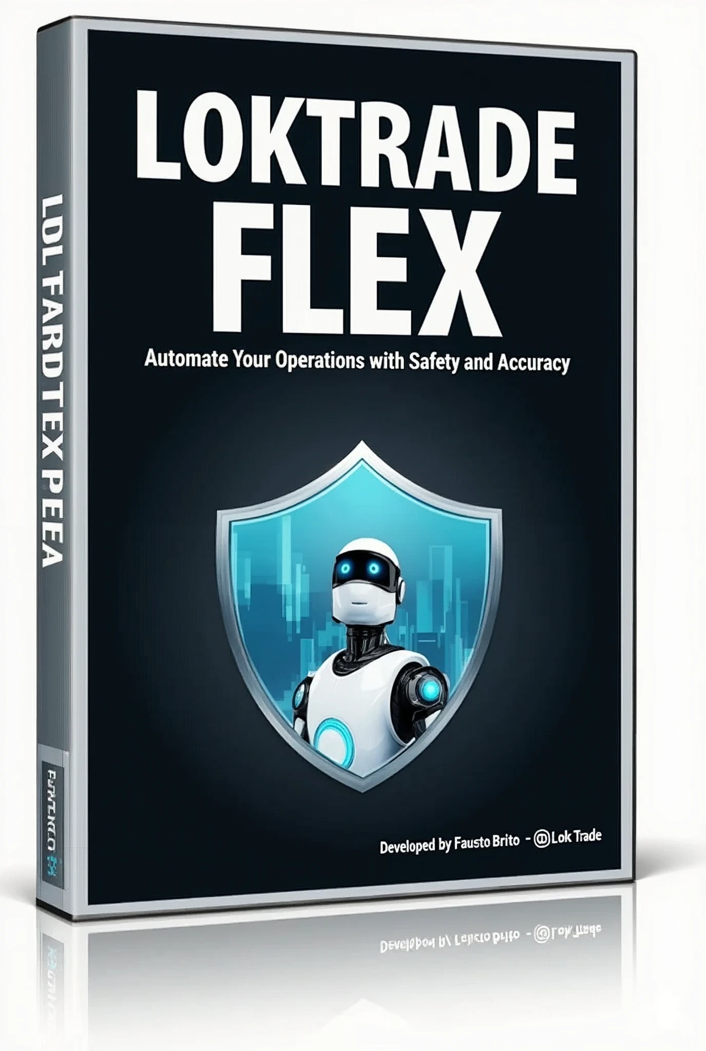 Cover title:
LOKTRADE FLEX EA
Caption:
Automate Your Operations with Safety and Accuracy Main Title:
fountain: Bold and capitalized, with A modern and clean font, white color with a slight shine.
Positioning: centralized, just above the robot icon.
Caption:
fountain: Light and italic, light gray color, located below the main title, centralized.
Developer Information:
texto: "Developed by Fausto Brito - @Lok_Trade"
fountain: Small and discreet, light gray color, At the bottom of the cover.
contact: "+55 71 99918-7219"
Positioning: Right aligned, also in the footer, supplementing the developer's information.
Additional Detail:
Cover Summary:
The cover of LOKTRADE FLEX EA should reflect the seriousness and sophistication of the software, highlighting its ability to automate financial operations safely and accurately. Modern design and visual elements, like the robot and the graphics, reinforce the technical focus and reliability of the EA, while the use of a shield symbolizes protection from risks. The developer information and tagline give it a personal and direct touch, emphasizing experience and confidence in the product.