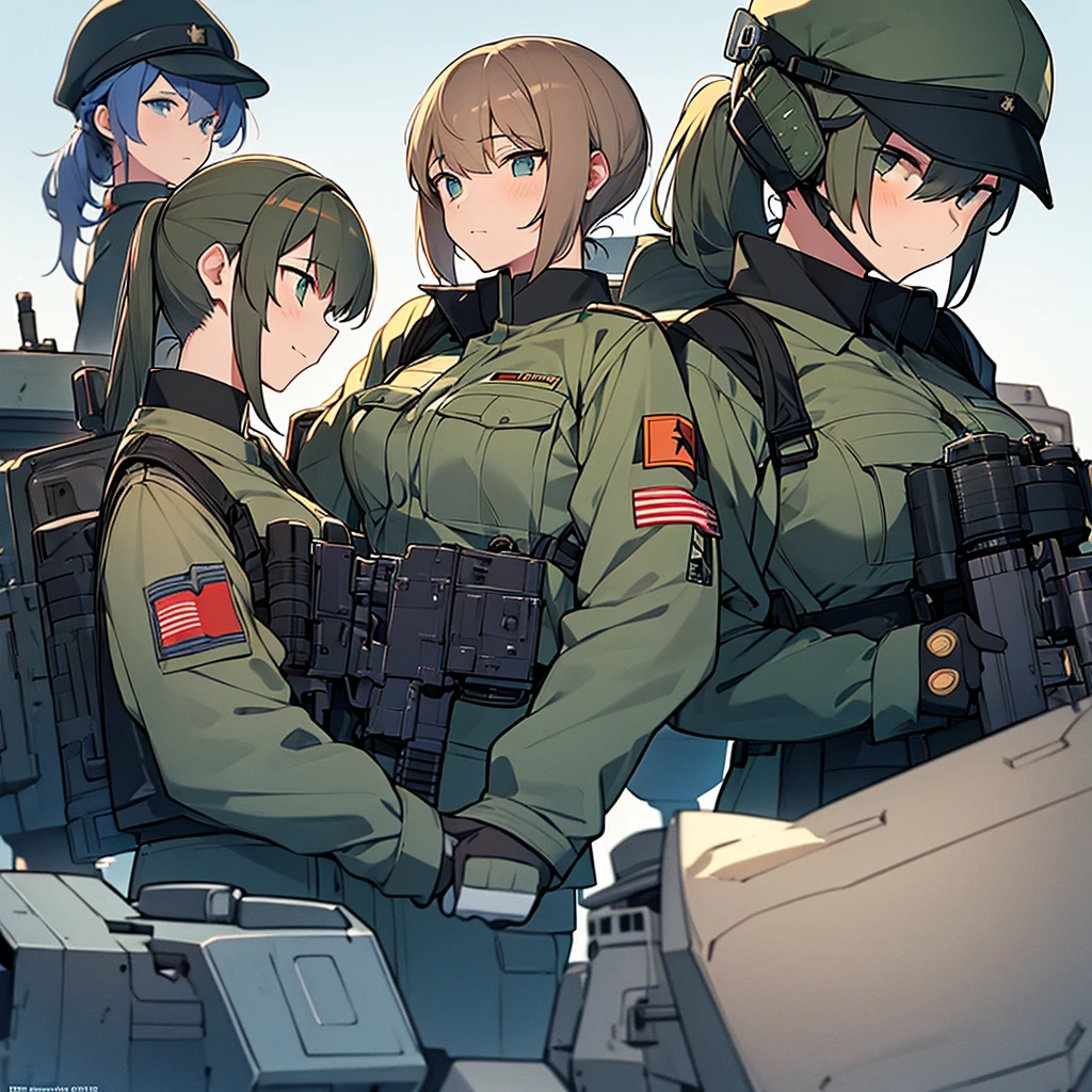 Three Girl military who are Tanker, operator tank, was the heavy unit leader of hus 2 friends. By his side were infiltrator, a soldier hold ault rifle, e technical, an engineering prodigy who could create anything from scrap metal.