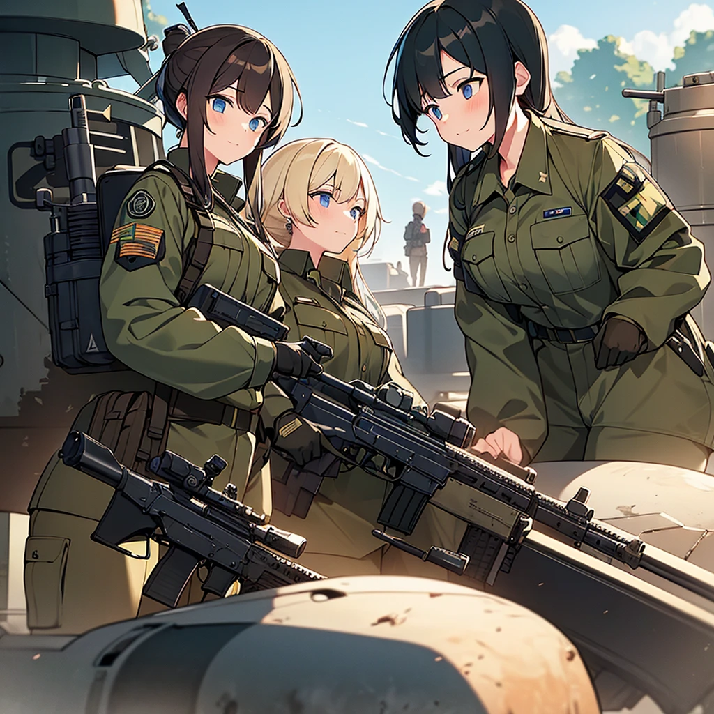 Three Girl military who are Tanker, operator tank, was the heavy unit leader of hus 2 friends. By his side were infiltrator, a soldier hold assault rifle, e technical, an engineering prodigy who could create anything from scrap metal.