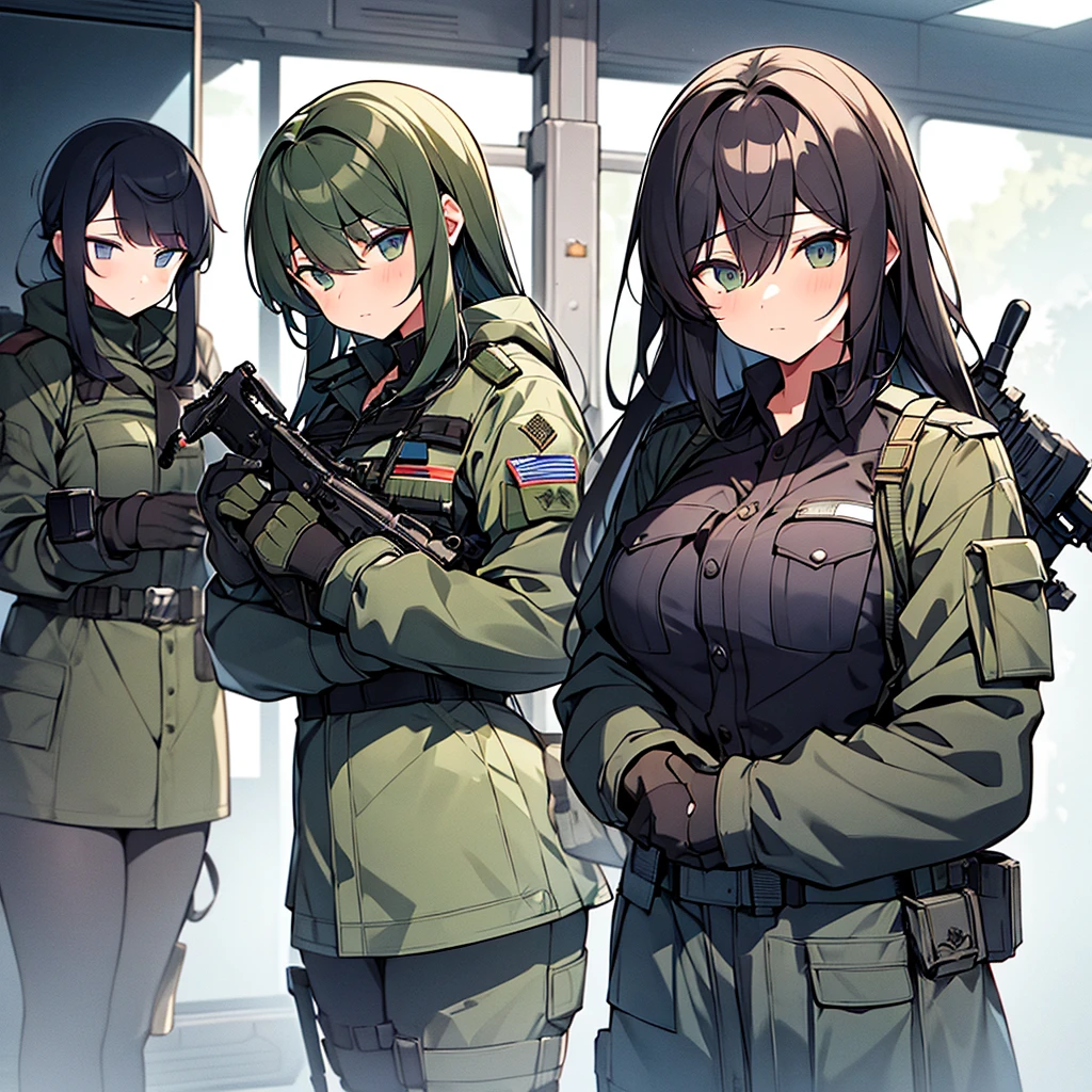 Three Girl military who are Tanker, operator tank, was the heavy unit leader of hus 2 friends. By his side were infiltrator, a soldier hold assault rifle, e technical, an engineering prodigy who could create anything from scrap metal.