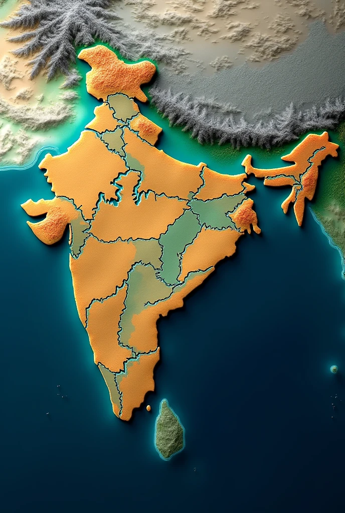 I want the akhand bharat map from satellite view 