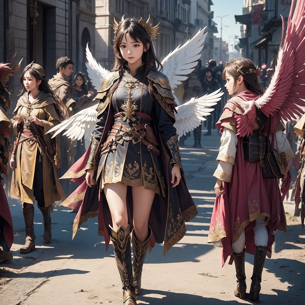 High Fantasy、Vivid depiction、live-action、Only one pair of boots, richly decorated with wings, is depicted.、Background blur