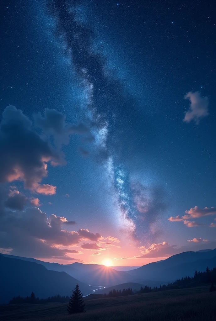 Make a 8k hd nature photo that contains stars in the sky with clouds and its size will be 10mb