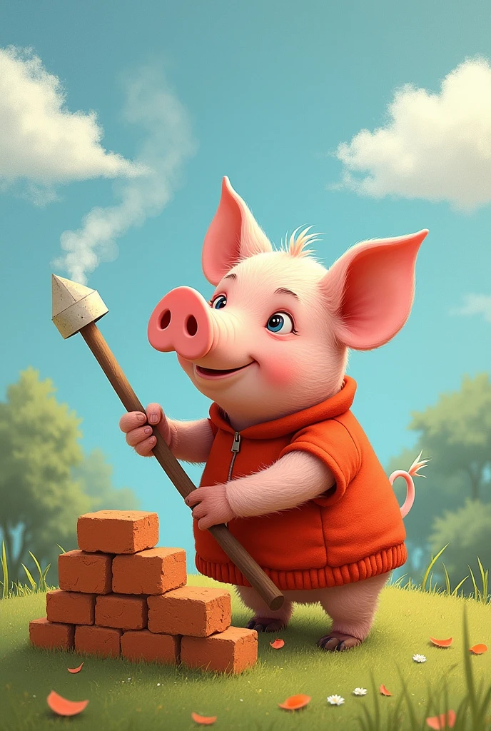 The Tale of a Little Pig, building a brick house