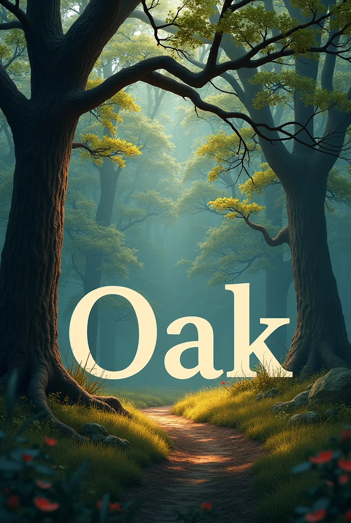 Make a YouTube banner that says &#39;Oak&#39; in cool colors