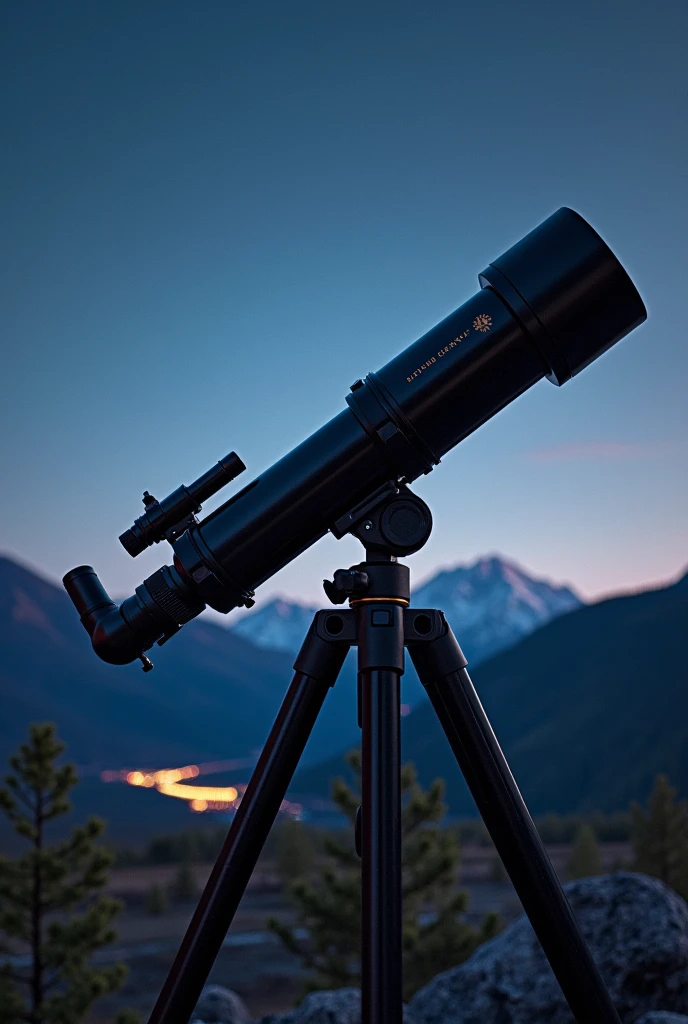 Advertisement for a portable telescope that can be stored in a bag with a description in Spanish