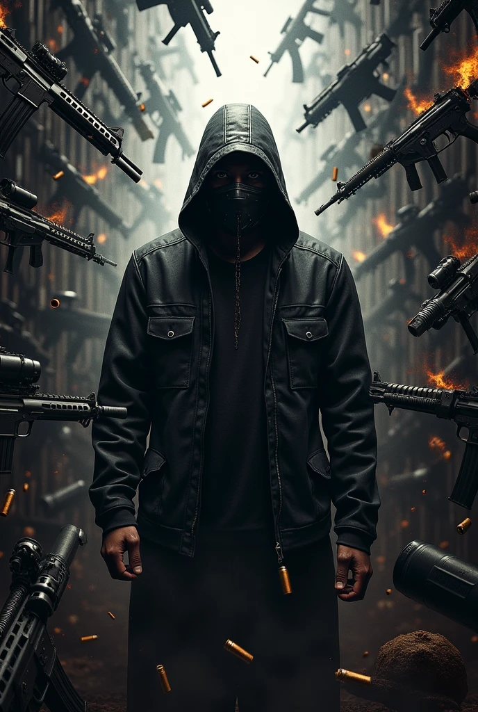 GFP. Cover photo for the Dangerous FACTION Group with bullets and weapons around