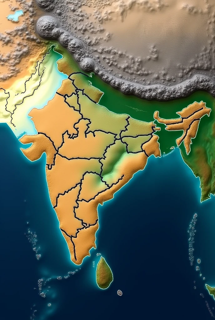 United bharat map from satellite view