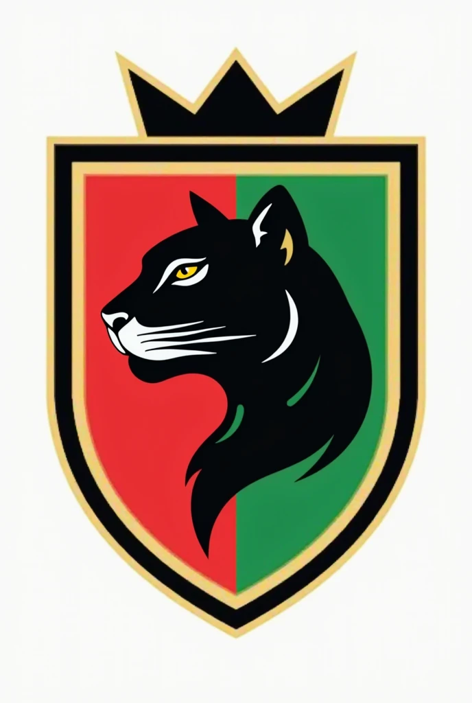 Generate a football crest for a team called &#39;Pumas&#39;. The shield must include an image of a puma (the animal), a flag with red and green colors, and a crown at the top of the shield. The design should be dynamic and represent strength and pride..

 
 


