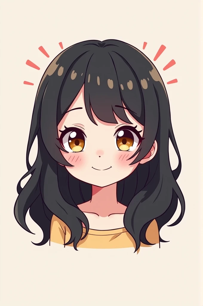 Kawaii girl logo with black wavy hair, brown eyes for video game channel
