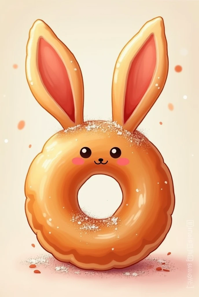 Drawing of a donut shaped like bunny ears with bacon flavor