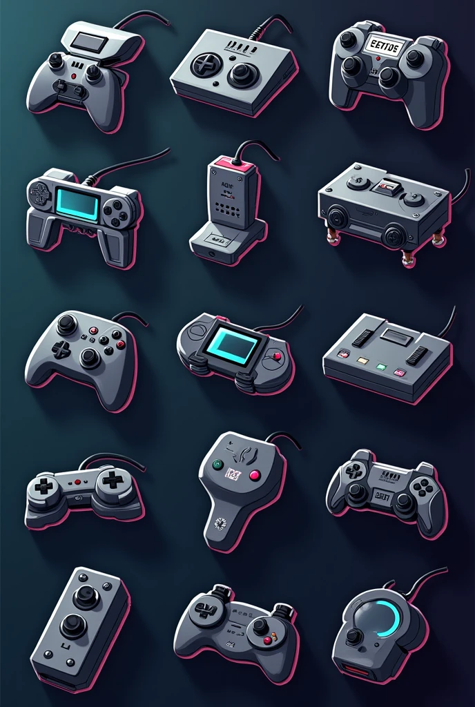 Background of various icons of consoles and controls 