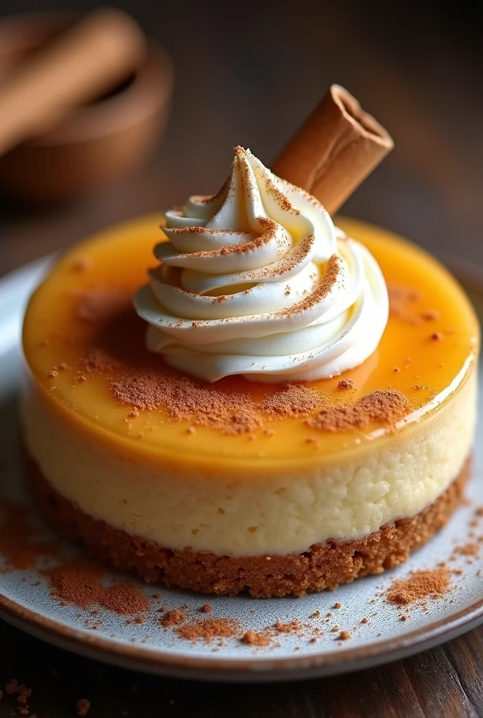 a delicious round banoffe cake with cinnamon bark, whipped cream, full shot, best angle, wooden cinnamon, (best quality,4k,8k,highres,masterpiece:1.2),ultra-detailed,(realistic,photorealistic,photo-realistic:1.37),food photography,studio lighting,vivid colors,extremely detailed