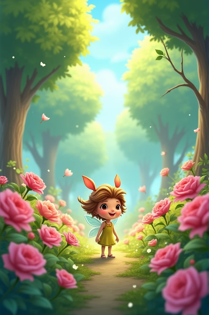 Fada cartoon rosa floresta calm sweet