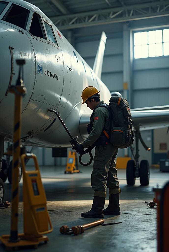 Patch de aviao com ferramentas atras dele
Com a frase aircraft maintenance