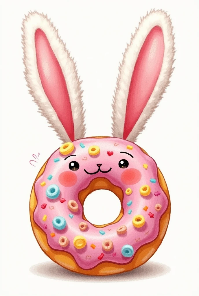 Drawing of a donut with bunny ears and cereal flavor 