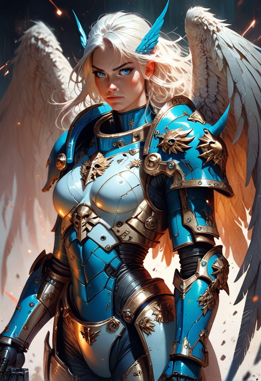score_9, score_8_up, score_7_up, score_6_up, score_5_up, score_4_up,1girl, armor, weapon, wings, solo, shoulder armor, blue eyes, pauldrons, white hair, looking at viewer, power armor