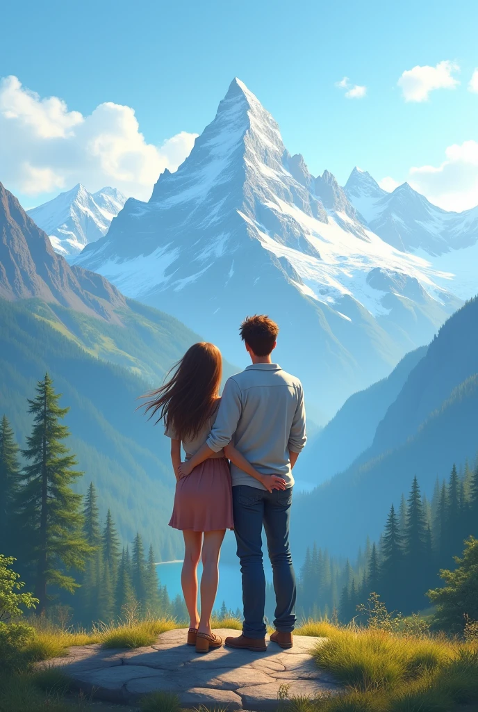 Couple in mountain view