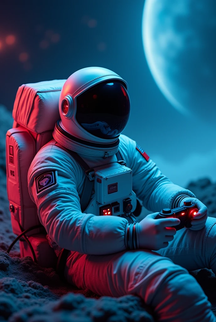 An astronaut playing video games in space and with a text that says Jose(27)