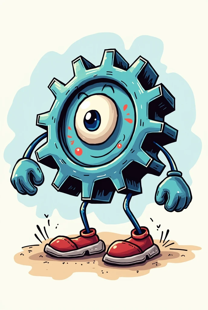 Generate a Spinning Gear Cartoon Logo Icon for Digital Marketing