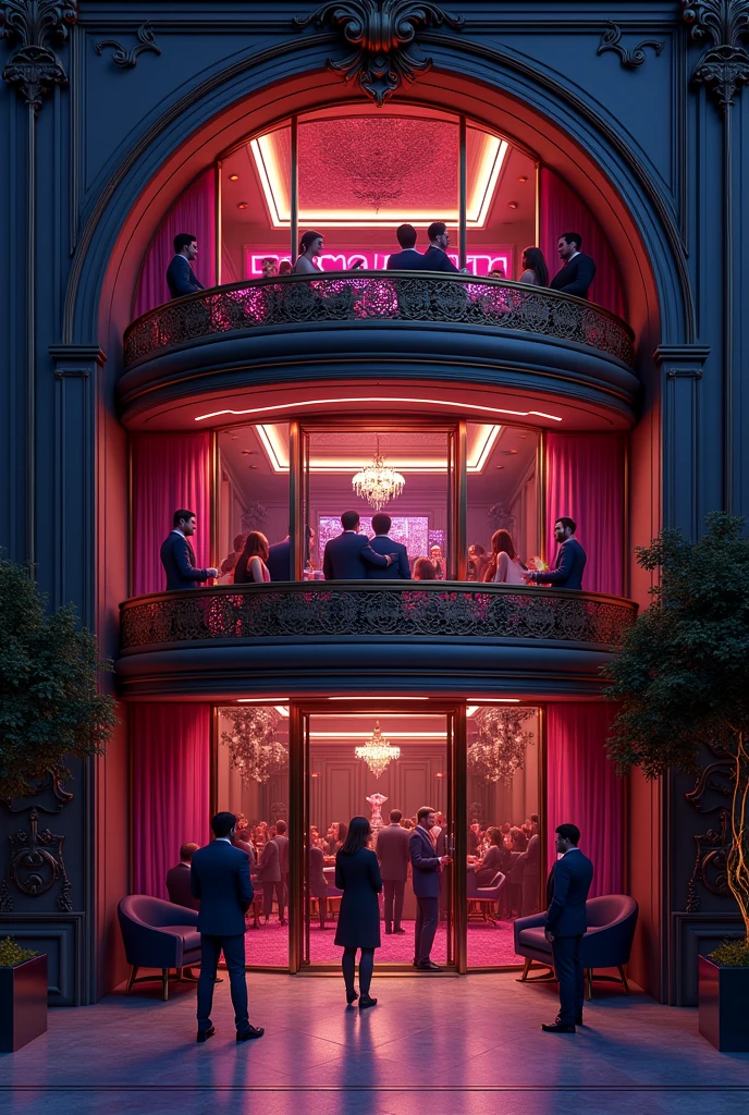 Luxurious two-story club called Mittwoch Mastache Vergara at night 