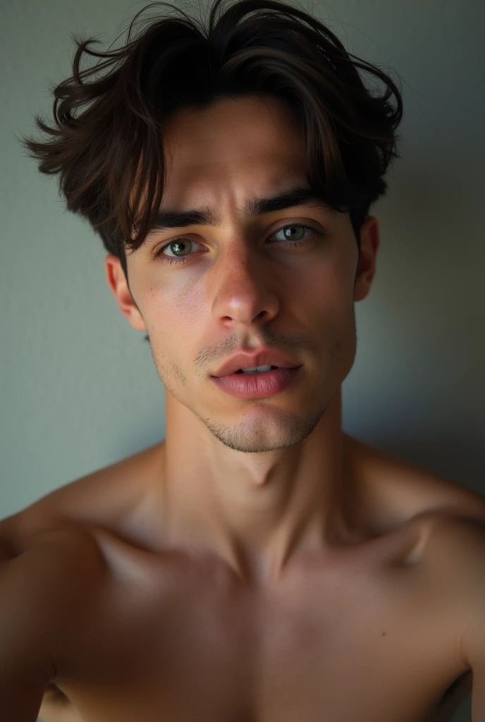 handsome sexy brunette boy very thin selfie
