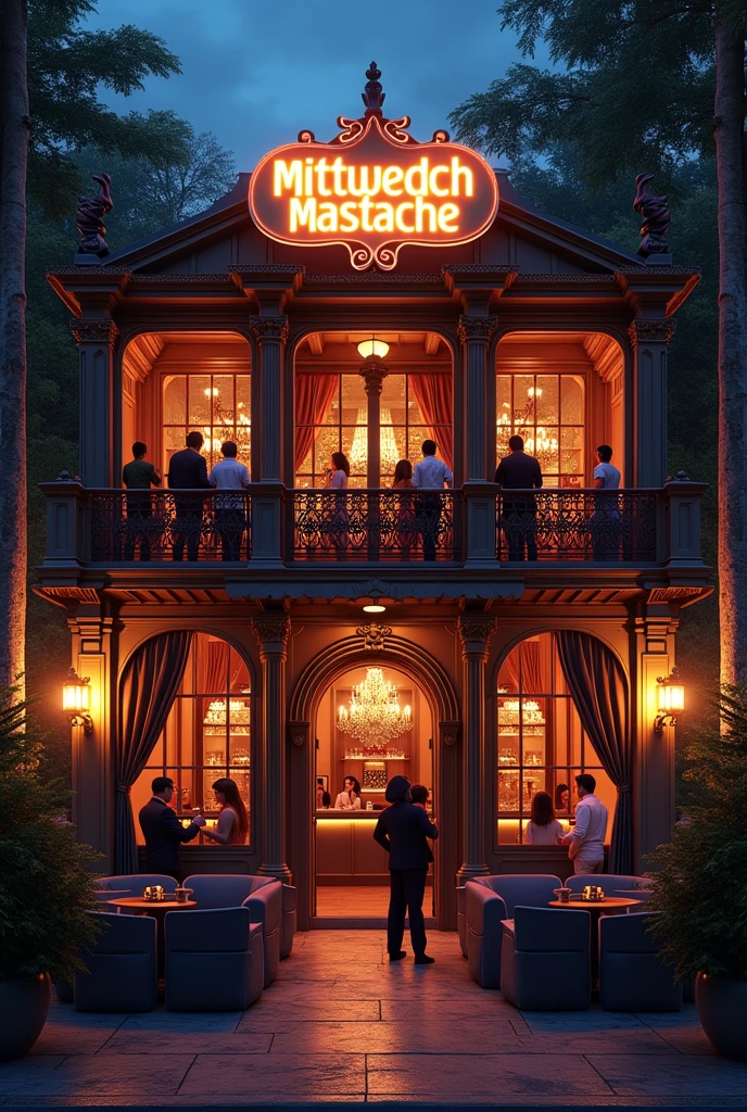 Luxurious two-story club called Mittwoch Mastache at night 