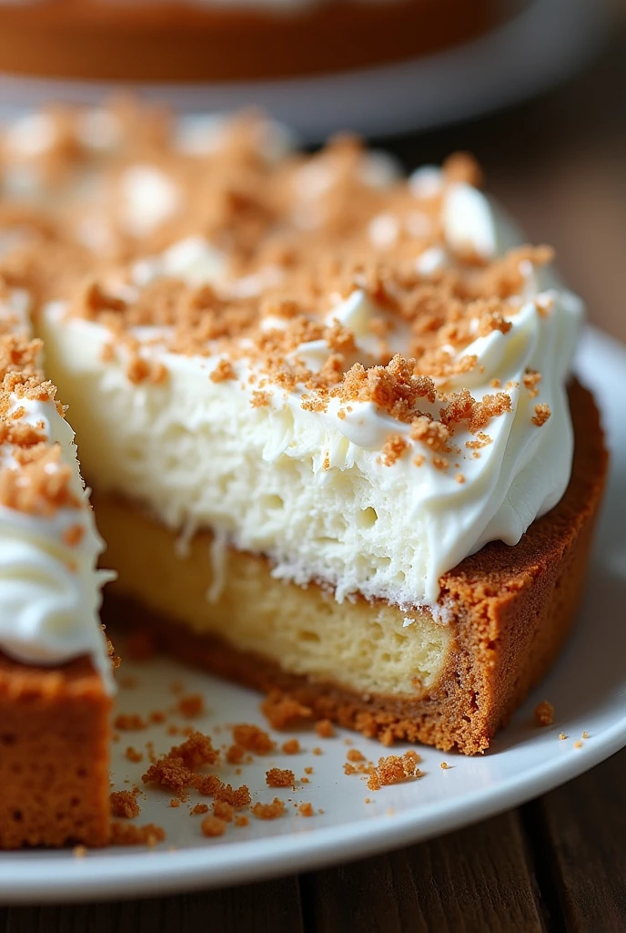 grated coconut pie with white ganche ,sprinkled with nest milk, cinnamon bark ,best photo ,