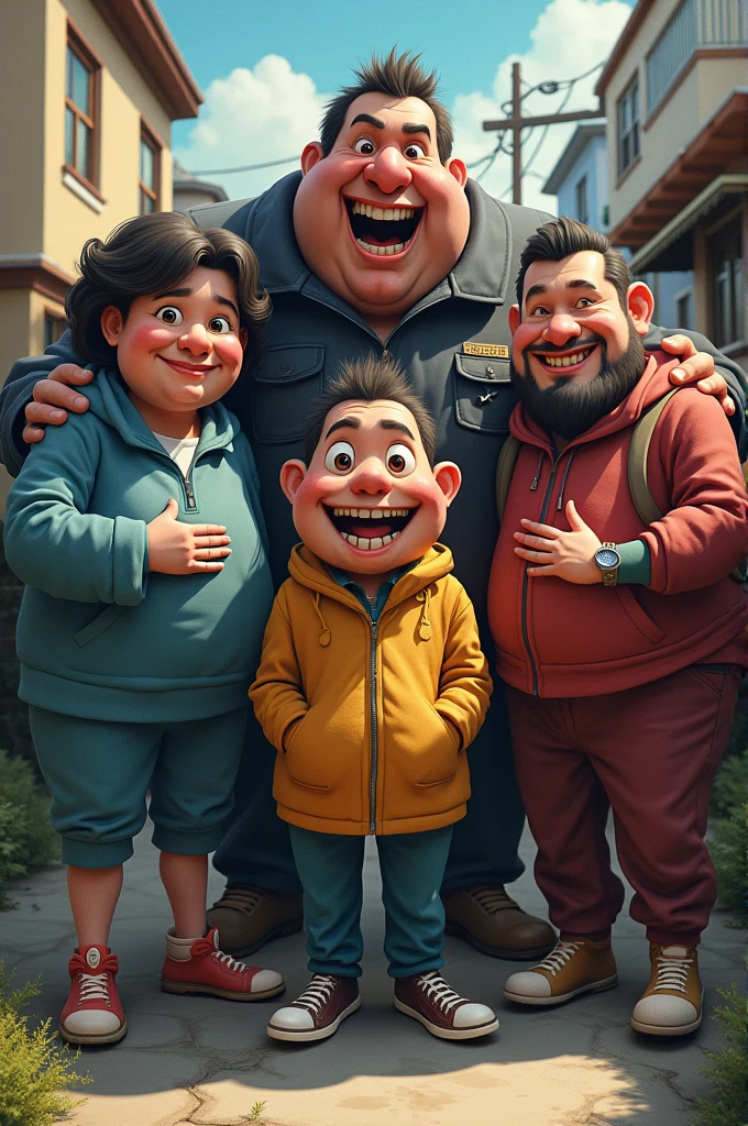 An image of Norbit in the middle with Rasputia's brothers
