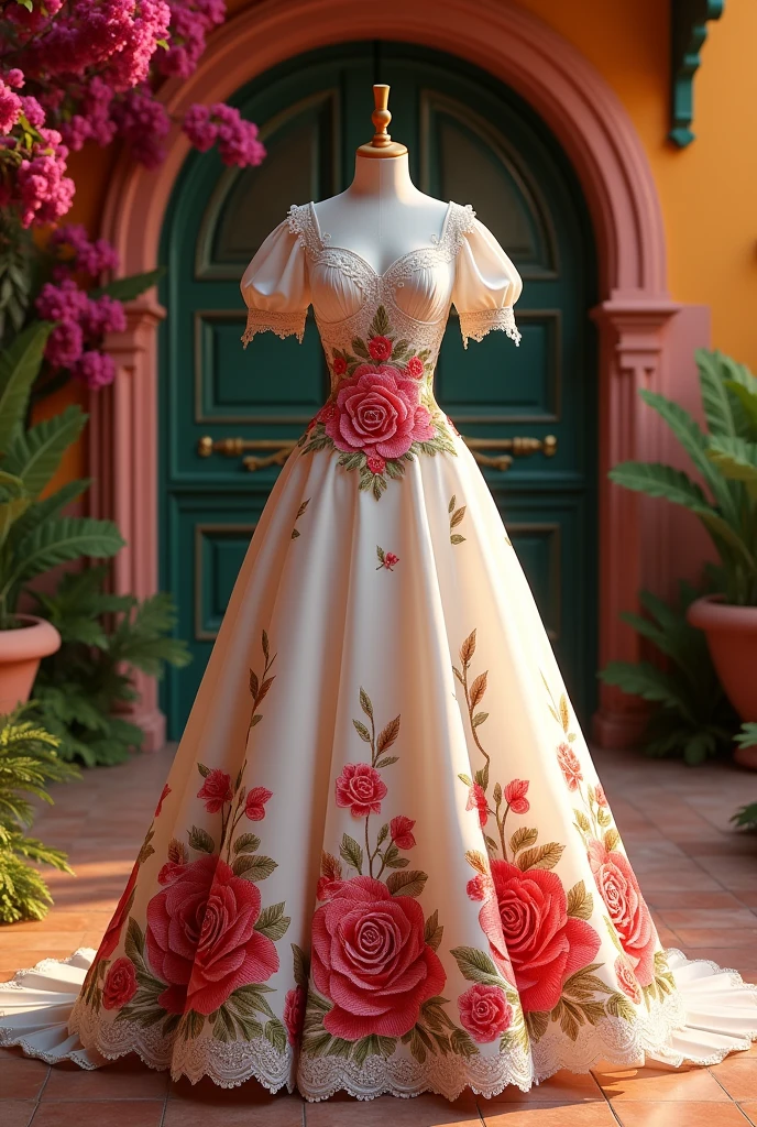 Mexican rose wedding dress 
