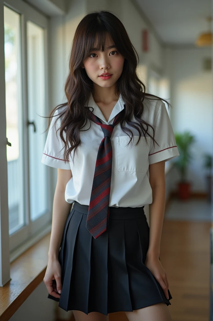 Female junior high school student masturbating in uniform