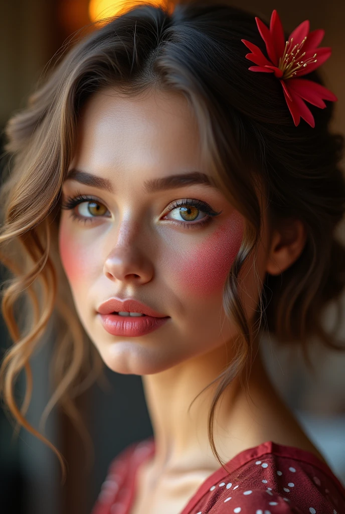 Makeup artist does makeup for celebrities,(masterpiece:1.2), Best Quality, masterpiece, High resolution, original, extremely detailed wallpaper, perfect lighting,(Extremely detailed CG:1.2),