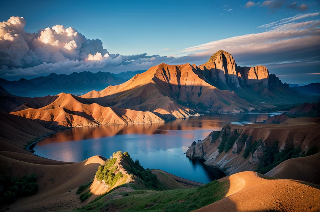 , the awe-inspiring beauty of landscape, masterpiece, best quality, ultra res, (photorealistic:1.4), 1 realistic photo, Ultra HD 4K, long exposure photography, timelapse, ultra wide angle view, artistic depiction, isolated, eternal, Indonesian art, style of Nathan Wirth, ryan dyar, epic, focus stacked, dramatic lighting, ultra high definition, perfect lighting, magnificent, national geography photo, motion blur, movement, Canon 5D4, shot with 16-35mm lens, soft light, global illumination,