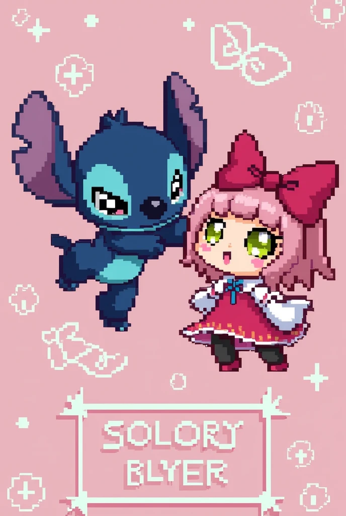 my melody con kuromi con stitch pixel art facil
